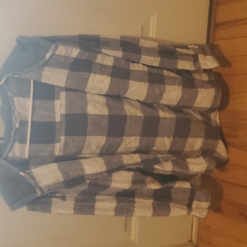 Grey and white flannel hoodie